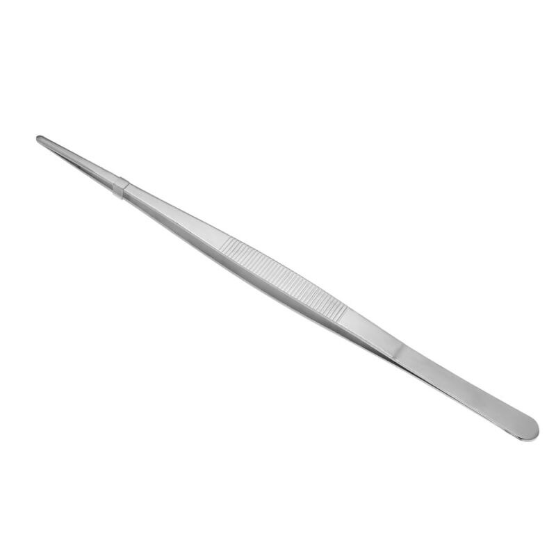 1x pinza de cocina larga de acero inoxidable para cocinar, utensilios de churasco, pinzas para barbacoa, utensilios para servir, suministros de jardín: 12 5cm