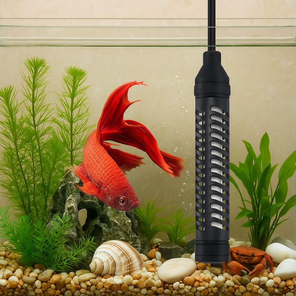 35/50/75w justerbare varmestaver til kvartsglass i akvarium, 22-34 °c med beskyttelsesdeksel, varmestaver til skilpaddekrukke