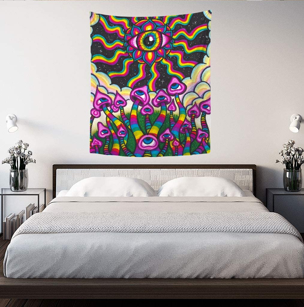 Mushroom Alien Eye Cool Aesthetic Wall Hanging Psychedelic Trippy Wall Hanging Tapestry Hippie for Bedroom Decor Tapestries