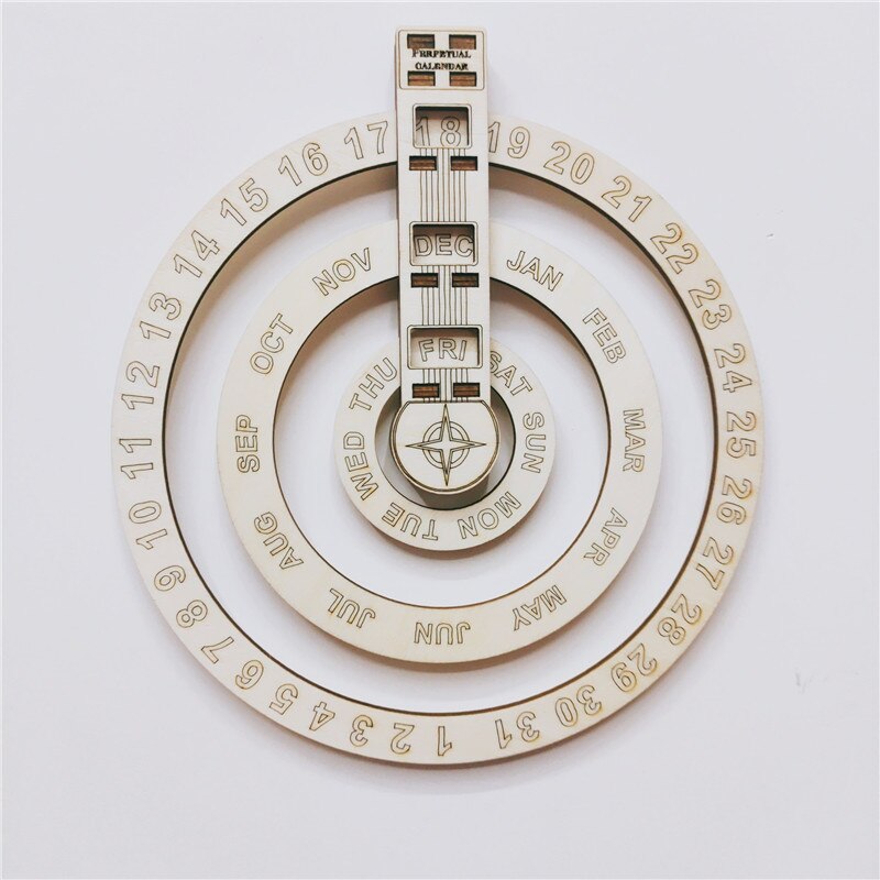 Calendario de pared de madera con rotación Circular, decoración de pared, calendario perpetuo, mesa de pared, adornos para manualidades,: Default Title