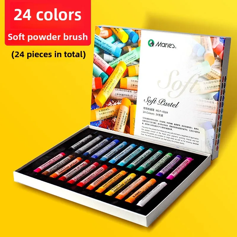 Maries Farbkreide, 24 Farben, 12 Farben, Kreide, 48 Malerei, Rosa, professioneller Pastellstift, Pinselbrett, Zeitungs- und Malzubehör: Gelb