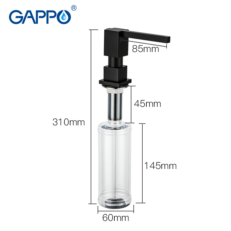 GAPPO Liquid Soap Dispenser Brass Deck Mounted Kitchen Soap Dispensers Square Counter top Dispenser