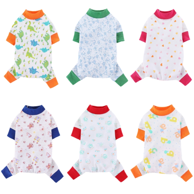 Pet Dog Clothes for Small Dogs Dog Jumpsuits Cute Print Puppy Pajamas Soft Cotton Pet Cat Jumpsuits Chihuahua Clothes