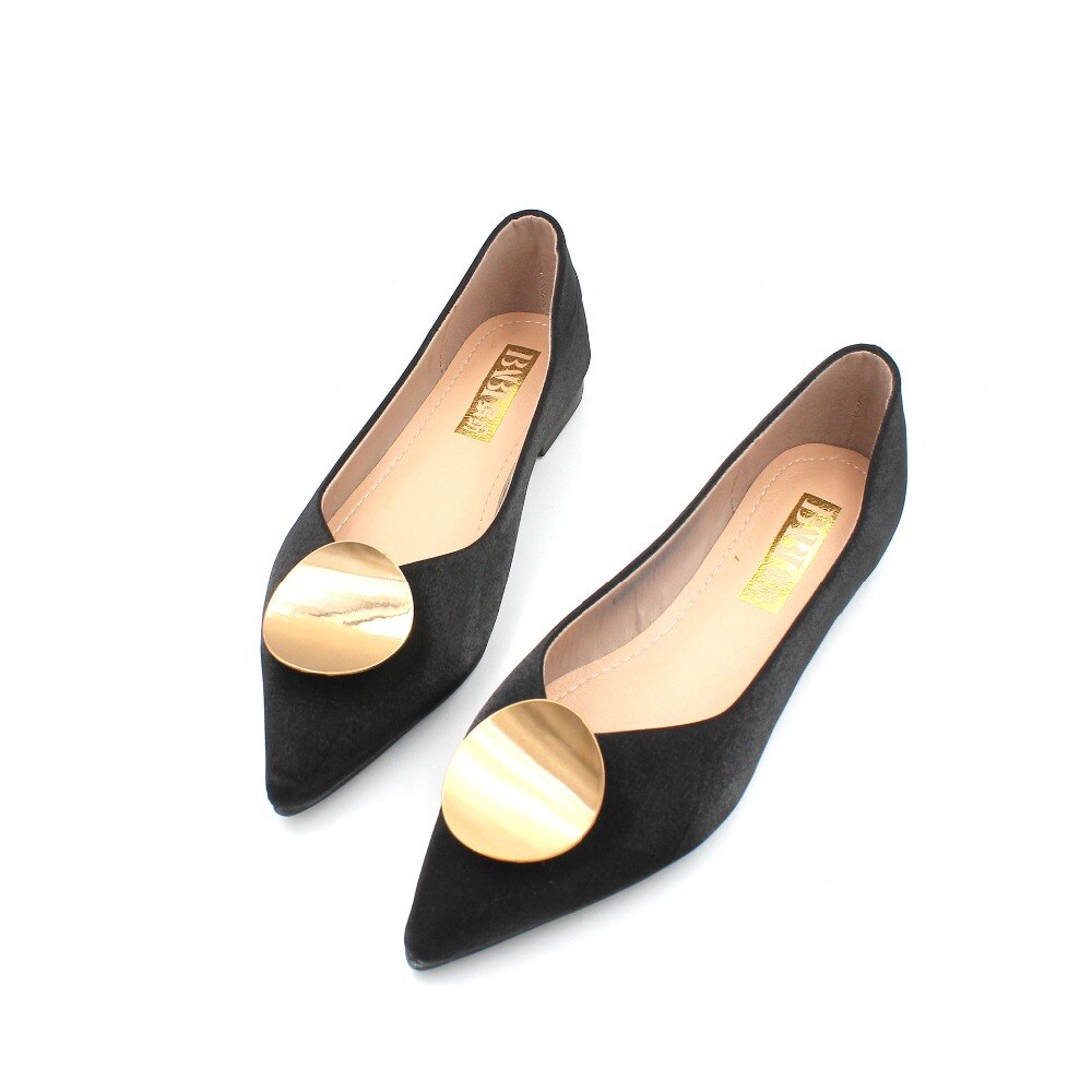 Soft Roll-up ballerina flats woman famous brand curl metal decor moccasins feminina silk pointy espadrilles ladies shoes creeper