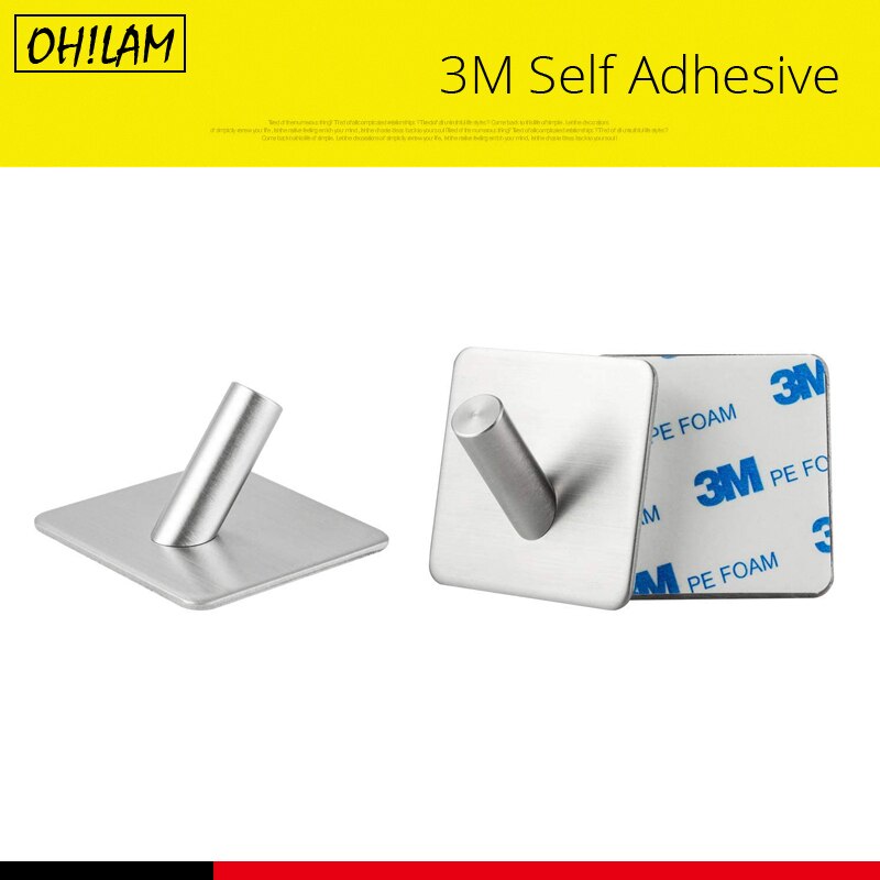 Adhesivo 3M, ganchos de acero inoxidable 304, puerta de pared, ropa, abrigo, sombrero, colgador de llaves, cocina, baño, ganchos de toallas a prueba de herrumbre