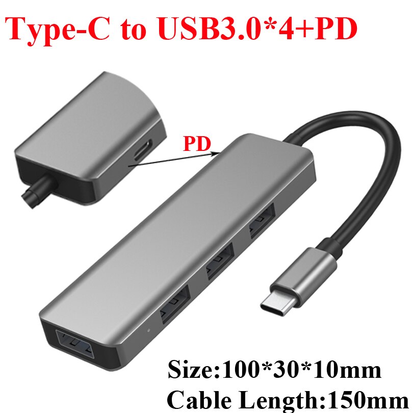 Multifunction USB Type-c Docking Station USB-C HUB To USB 3.0 RJ45 VGA Adapter for MacBook Samsung Galaxy S8 S9 HUAWEI Matebook: T508