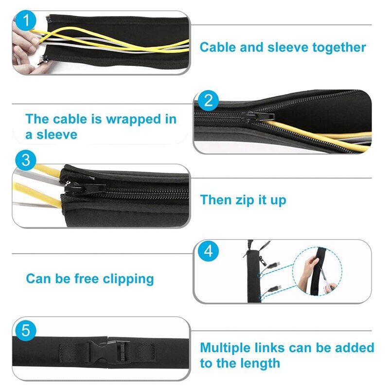 24Pcs Cable Organizer Set Cable Sleeves with Reusable Wire Perfect for TV Computer Home Office Desk Cable Management