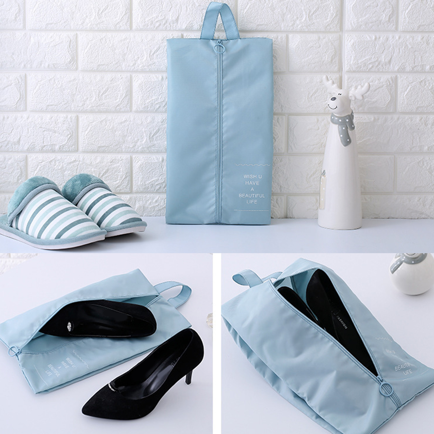 Reise Aufbewahrung tasche Schuhe Reise Verpackung Würfel Unterwäsche Kleinigkeiten Finishing multifunktion ale wasserdichte tragbare Reiß verschluss Schuh tasche
