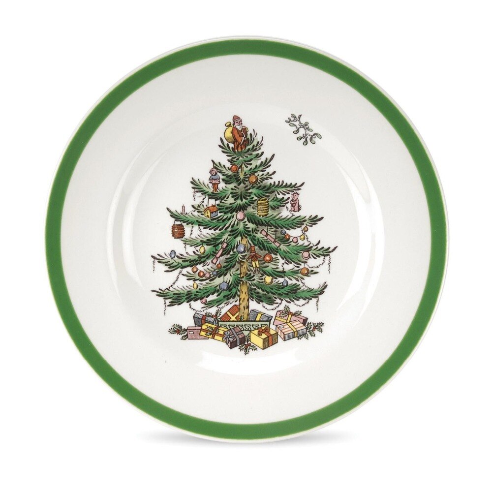Plato de cerámica para desayuno con forma de árbol de Navidad de 1 Uds. Y 8 pulgadas, plato para postre, plato sencillo para aperitivos y fruta
