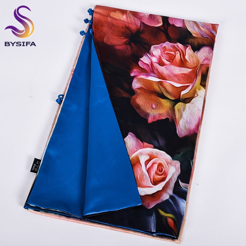 [bysifa] herfst winter lange sjaals omslagdoeken dames rozen halssjaal dubbelzijdige knopen sjaals omslagdoeken 175*50cm