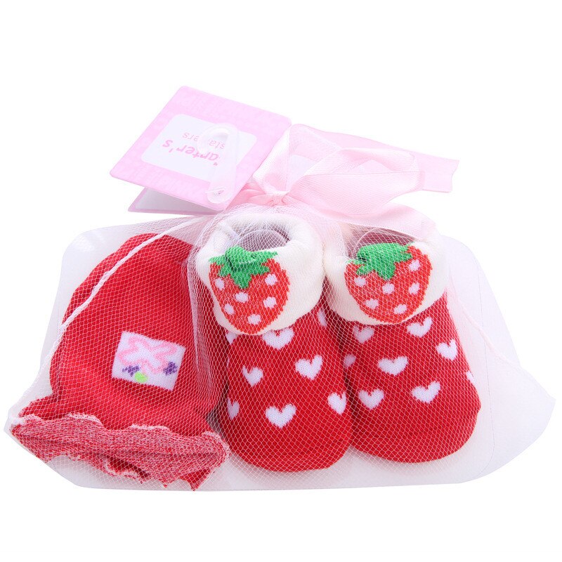 1 Bag Glove+Socks For Newborns Baby Cute Cartoon Socks For Girls Thin Soft Cotton Boy Child Socks Infants