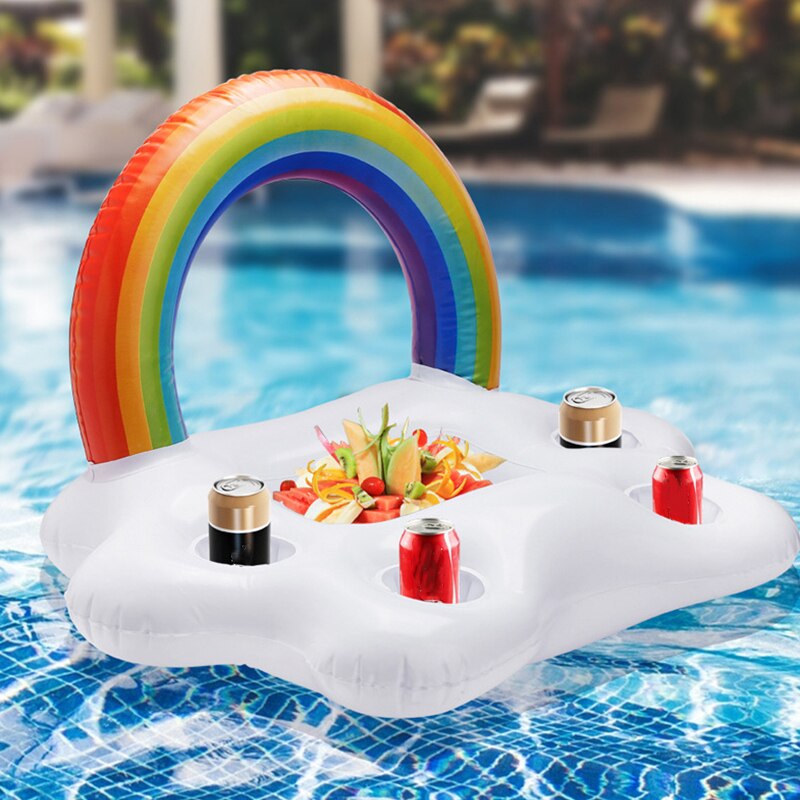 Zomer Party Emmer Rainbow Cloud Bekerhouder Opblaasbare Pool Float Bier Drinken Koeler Tafel Bar Tray Strand Zwemmen Ring Zwembad speelgoed