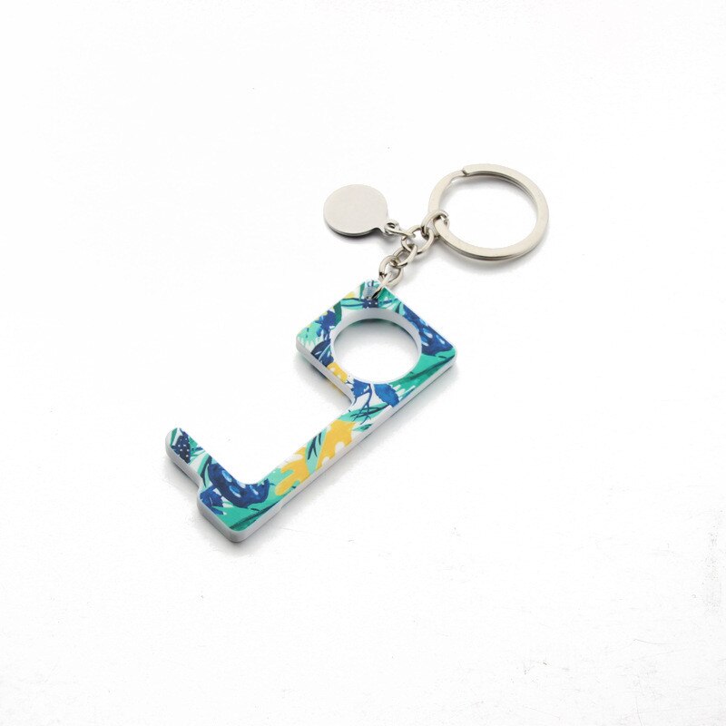 Llavero abrelatas para puerta EDC, herramienta para ascensor, con borla: B