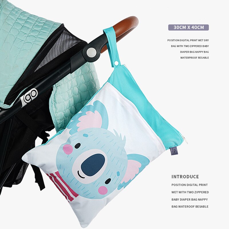 Hylidge 2 Rits Zak Voor Natte Wandelwagen Zak Waterdichte Pul Baby Luiertas Voor Mama 30X40Cm Wasbare wetbag Luier Organisator Tas