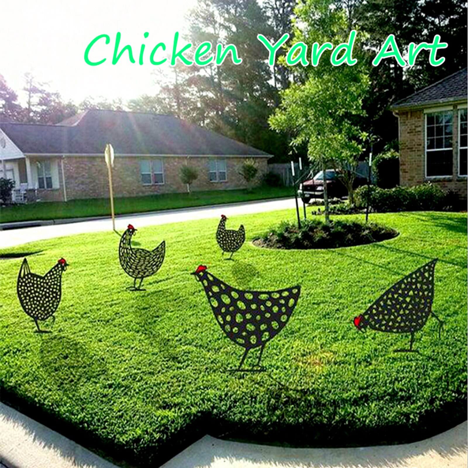 Acryl Tuin Beeldje Art Standbeeld Kip Kip Inrichting Chick Pasen Kunstwerk Silhouet Met Stakes Outdoor Gazon Ornament