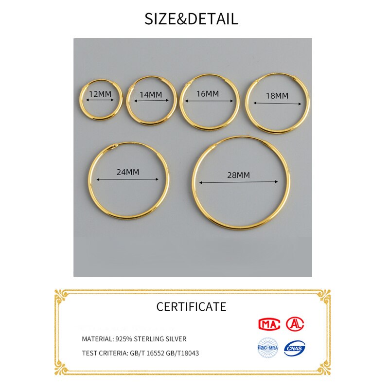 La monada minimalistische creolen für damen, silberfarben, für gestochene ohren, 925er -einstellen, schmuck für frauen, mädchen und studentinnen