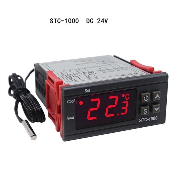 Digitale Temperatuurregelaar Thermostaat Thermoregulator Incubator Relais Led 10A Verwarming Cooling STC-1000 Stc 1000 12V 24V 220V: 24V