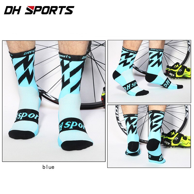 Real Dh Sports Elite Cycling Socks Outdoor Leisure Exercise Training Breathable Plus Stockings Sock Bike Clubs For Man: Sky Blue / EU 39-45