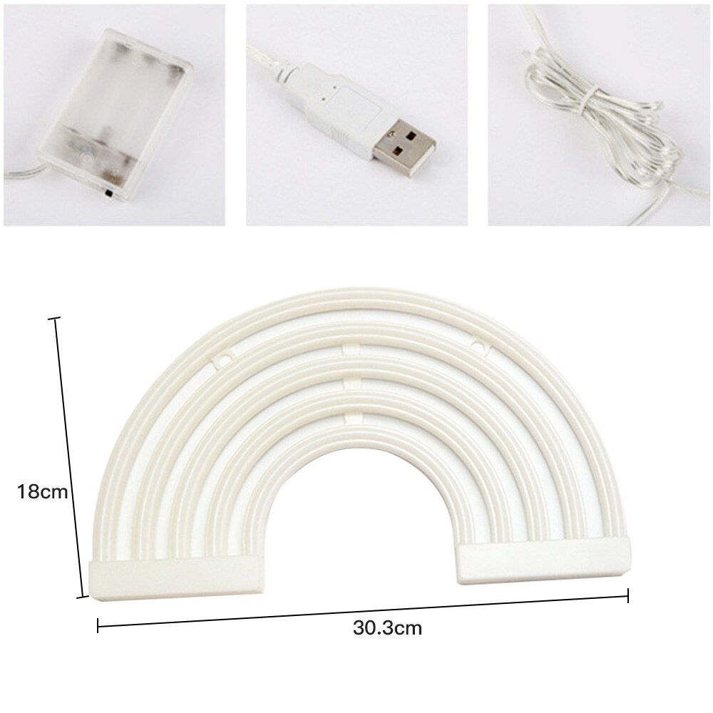 Cute Rainbow Neon Sign LED Rainbow Light Lamp LED Neon Light Warm White Wall Art Sign Lights Bedroom Decoration Party Decor