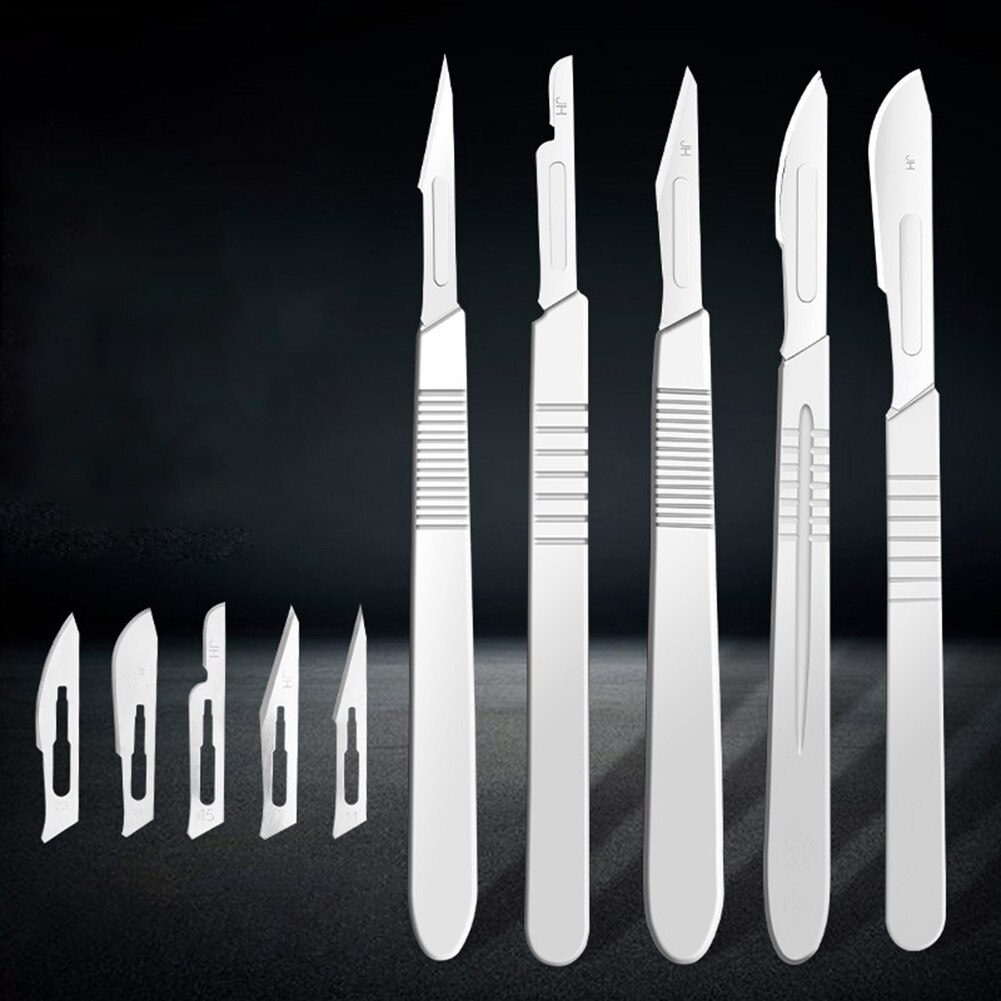 11pcs/Set Carbon Steel Scalpel Blade Cutting Hand Tools Gardening Carving Food Repair Knifes Blades With Stainless Steel Handle