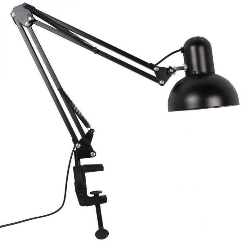 Zwart Flexibele Swing Arm Clamp Mount Lamp Kantoor Studio Home Tafel Bureaulamp Lamp