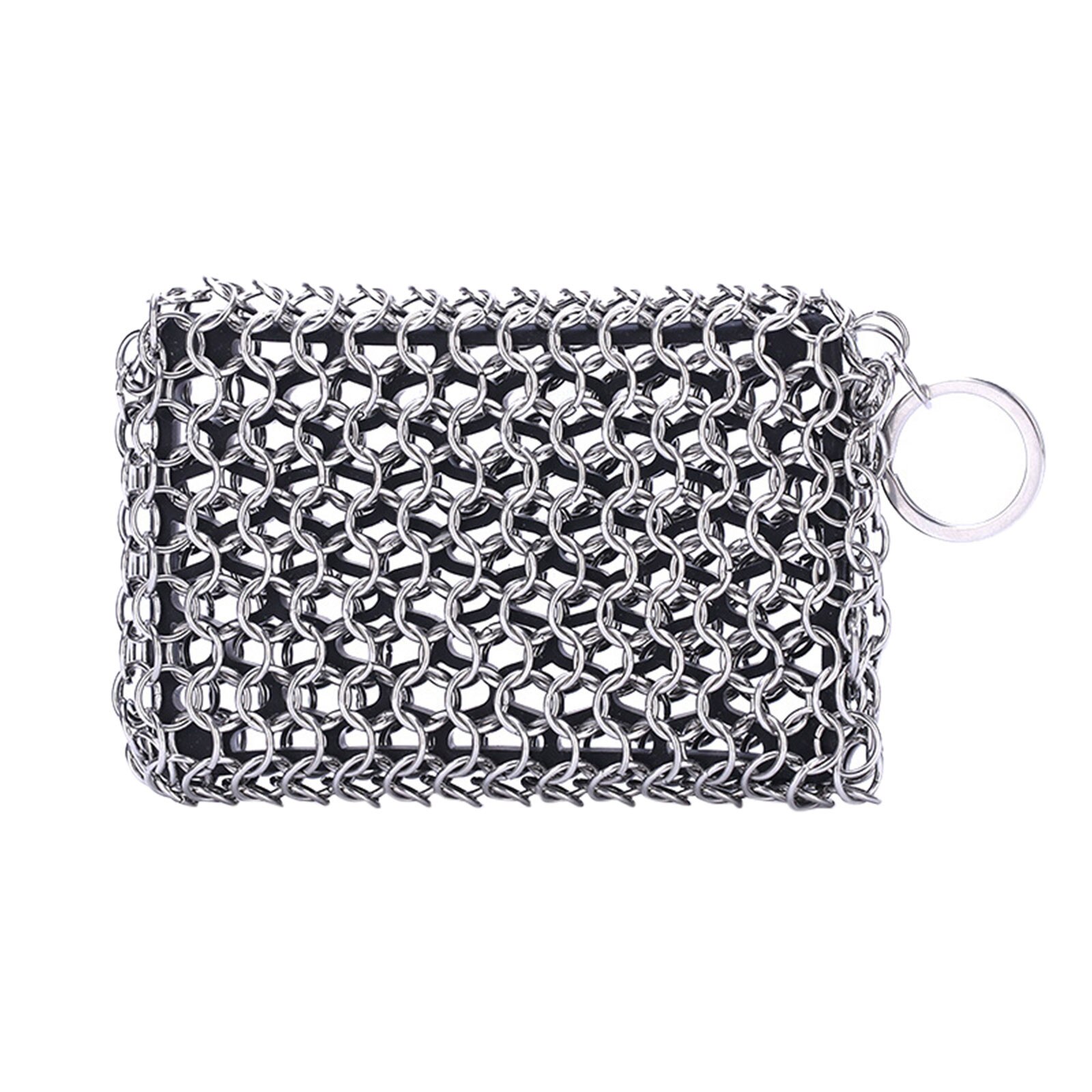 Cast Iron Cleaner & Emery Sponge Chainmail Scrubber Stainless Steel Scraper Steel Rusts Remover Scraper Kit Metal Cleaning Tools: Black