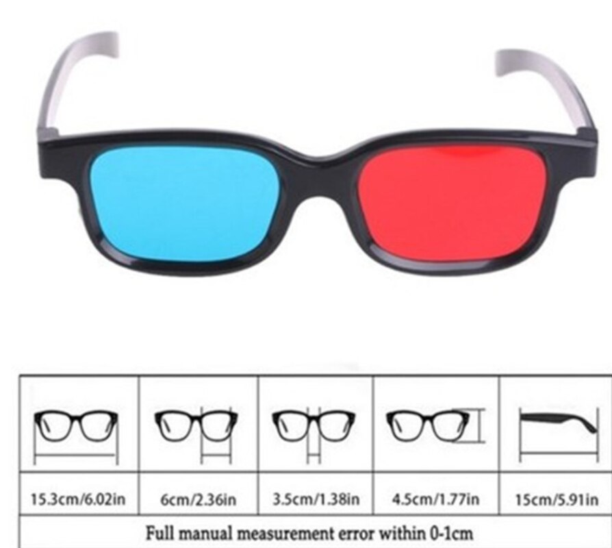 Black Frame Universal 3D Plastic glasses/Oculos/Red Blue Cyan 3D glass Anaglyph 3D Movie Game DVD vision/cinema