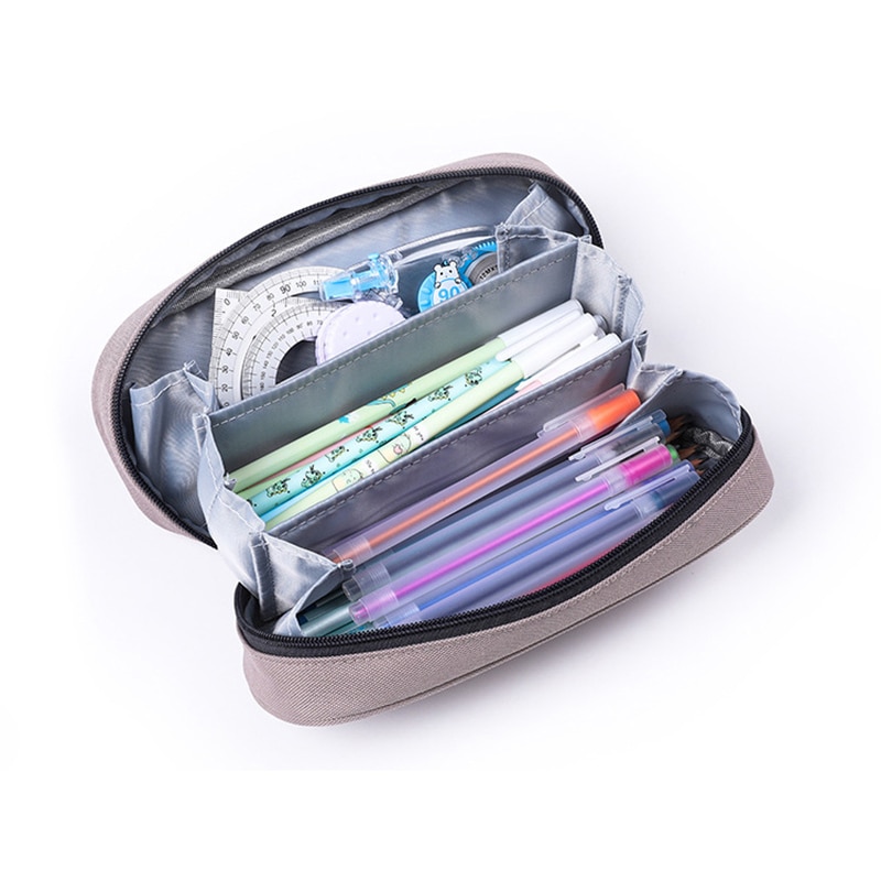 Lærred udsøgt penalhus teenager sød kuglepenne etui stor kapacitet blyanttaske skole papirvarer forsyninger