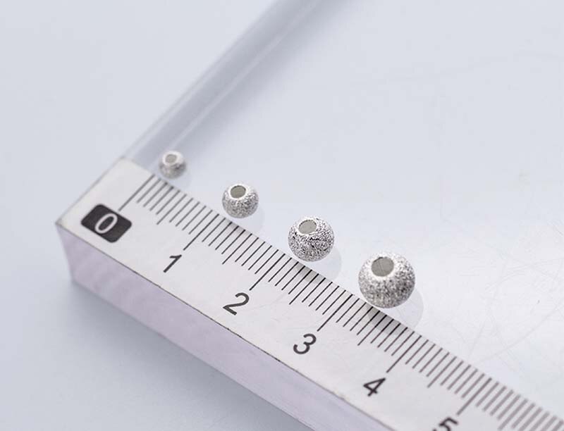 Lote de 10 unidades de cuentas redondas mate de Plata de Ley 925 de 3mm, 4mm, 5mm y 6mm hechas a mano, espaciador de agujeros grandes, accesorios para fabricación de joyas DIY