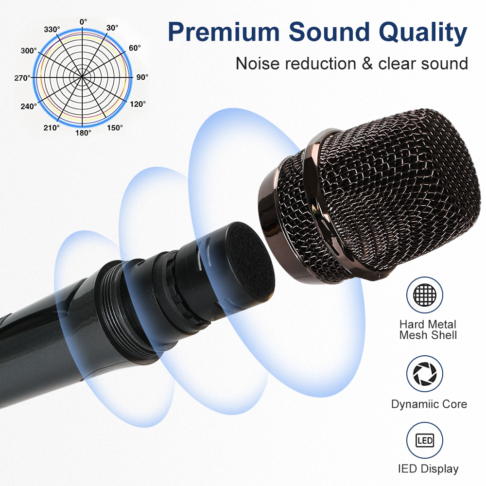 Wireless Microphone 2 Channels UHF Handheld Mic Micphone For Party Karaoke Church Show Meeting