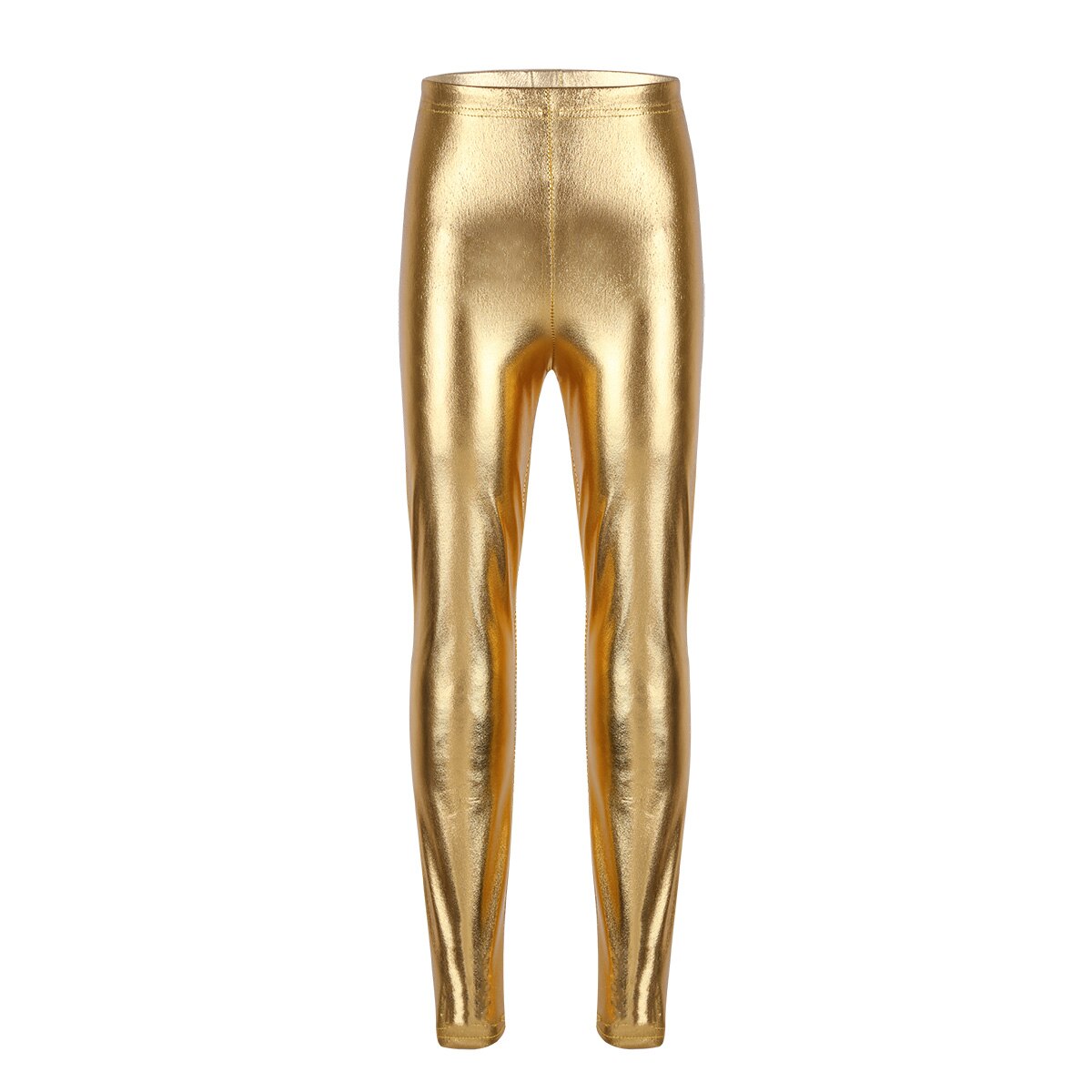 Kids Meisjes Leggings Broek Broek Shiny Metallic Skinny Dance Pant Optredens Kostuums Kinderen Dans Potlood Broek: Gold / 150