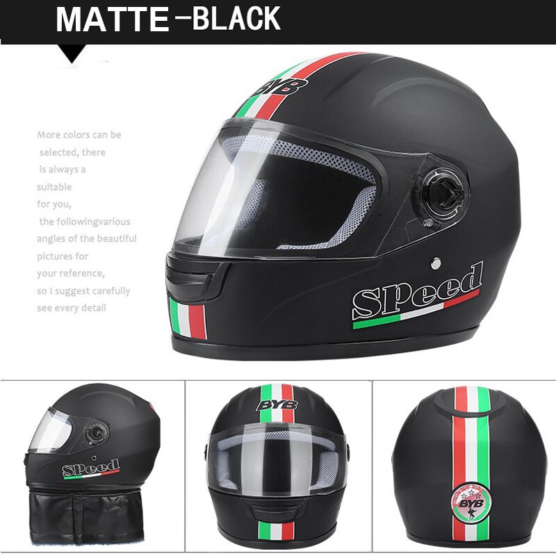 Motorcycle Helmet Windproof Full Face Helmets Dual Lens Anti-Fog Sun Protection Helmet Men Moto Electric Helmet Motocross: 1PCS Matte Black