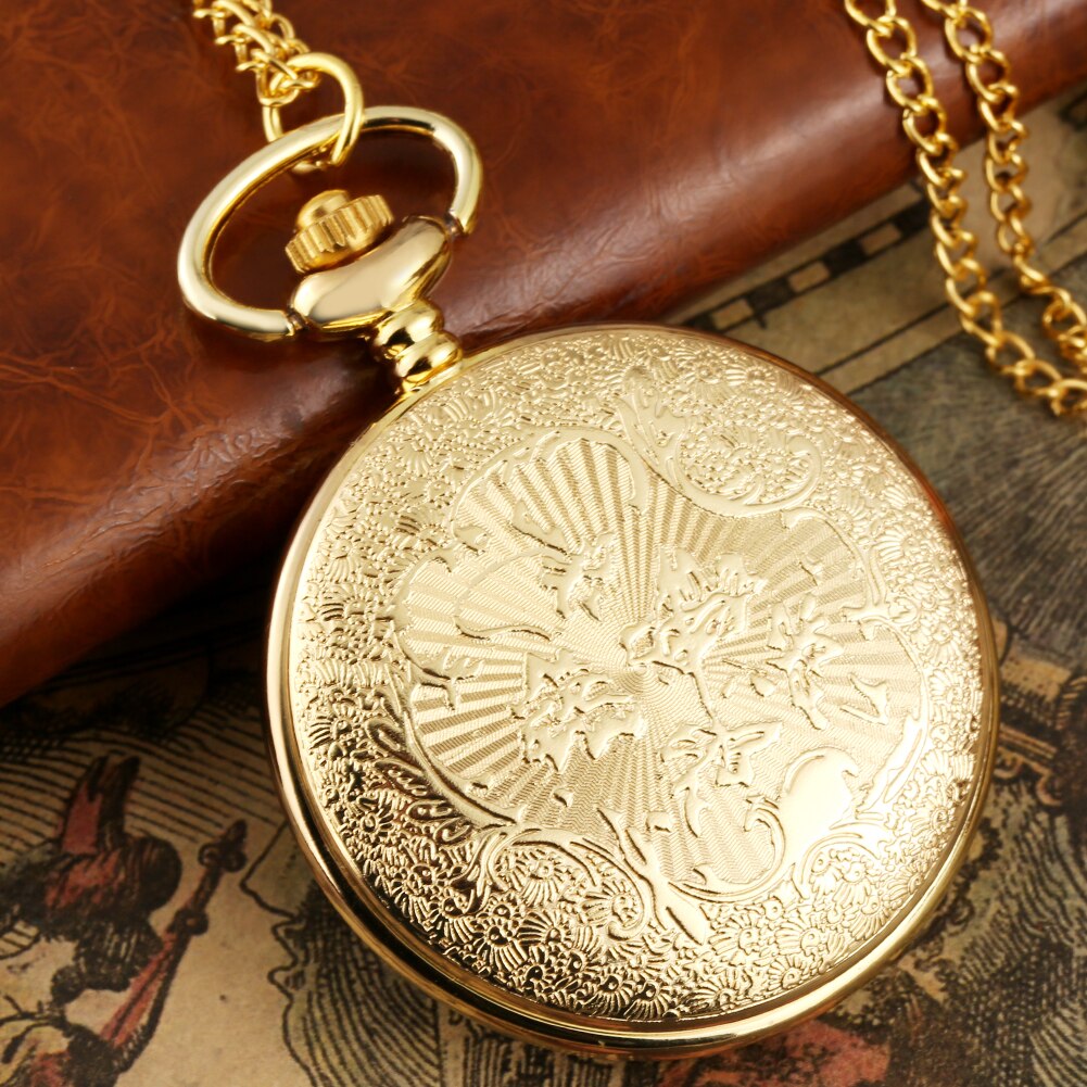 Antieke Leuke Amerikaanse Korthaar Quartz Zakhorloge Opluchting Goud Kleur Vintage Horloge Voor Man Vrouwen Best Reloj De Bolsillo