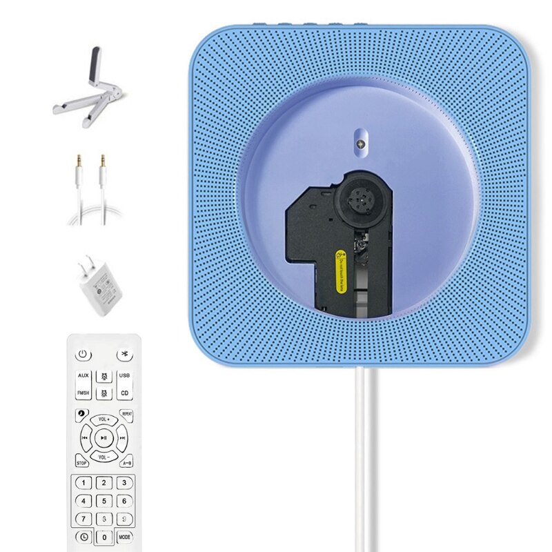 Reproductor de música de pared Portátil con Bluetooth, reproductor de Audio en Casa con Control remoto, Radio FM, Conector de auriculares AUX: BL