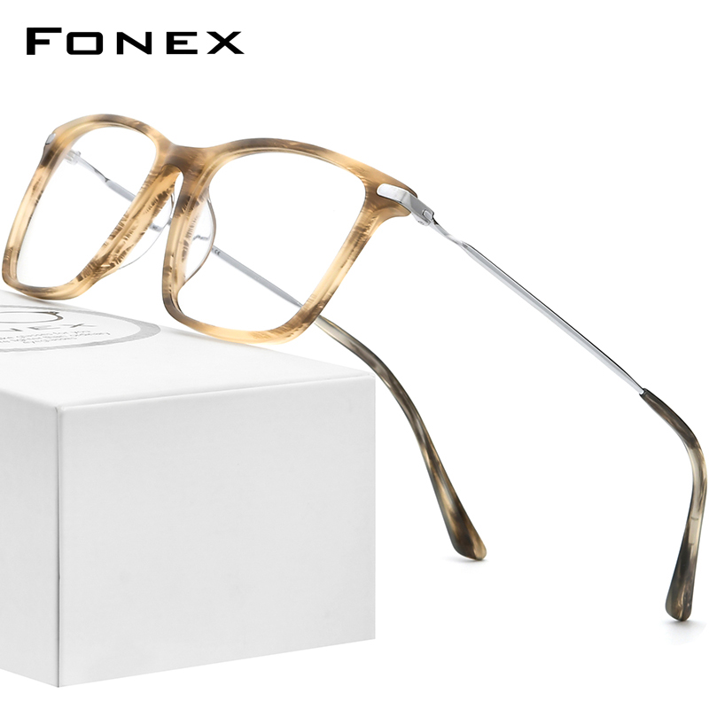 FONEX Pure Titanium Glasses Frame Men Brand Design Square Eyeglasses Ultralight Weight Japanese Business High Quality Custom Myopia Optical Prescription Eyewear 85755 I3532215953