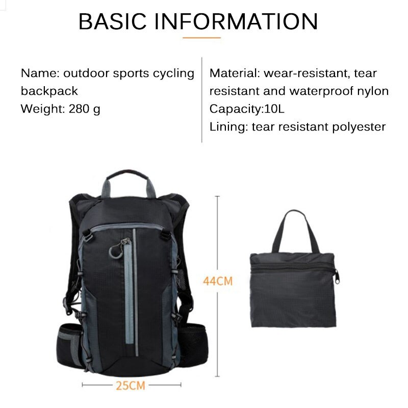 Cycling Backpack 10L Bike Bag Waterproof Breathable Outdoor Sports Hiking Climbing MTB Bicycle Ultralight Hydration Backpack