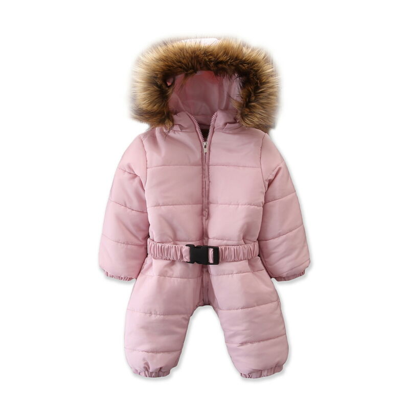 Newborn Baby Girls Pink Winter Thick Snowsuit Outwear Romper Warm Down Jumpsuits