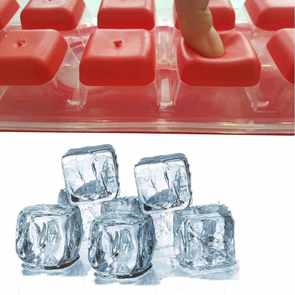 Silicone Ice Cubes Tray With Removable Non Spill Lid Easy To Pour Section Release And