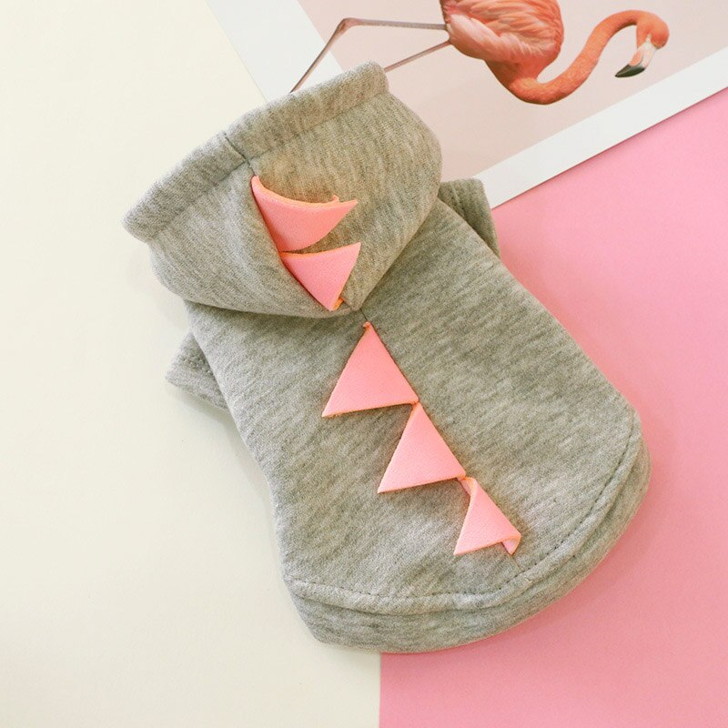 Sweat à capuche en forme de dinosaure pour chien et chat, vêtement d&#39;hiver pour animaux de compagnie, Costume pour petits chiens, Yorkshire Shih Tzu: Gris clair / XS