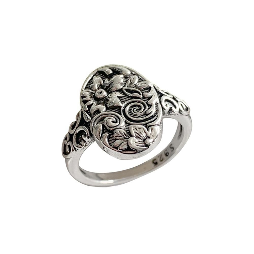 Anillo de compromiso único Retro para mujer, tallado de Color plata, de flores para aniversario de boda, joyería de compromiso