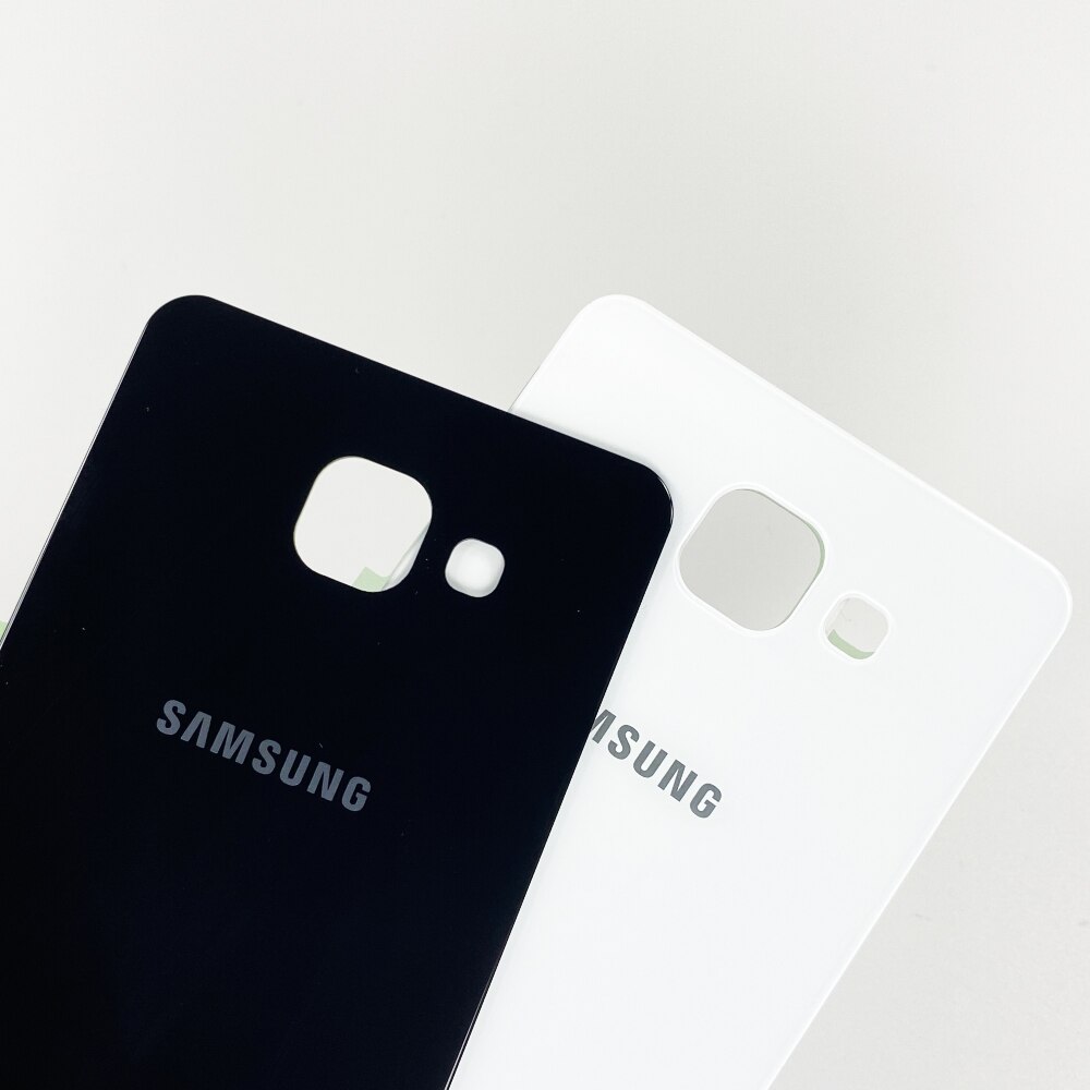Do SAMSUNG Galaxy A3 A310 A5 A510 A7 A710 A9 A910 2016 powrót pokrywa baterii obudowa drzwi tylna szklana obudowa Shell naklejki samoprzylepne