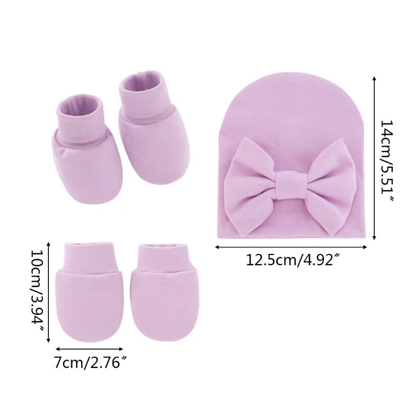 Baby Strik Hoed Geen Kras Handschoenen Voet Cover Set Zuigelingen Zachte Katoenen Wanten D5QA