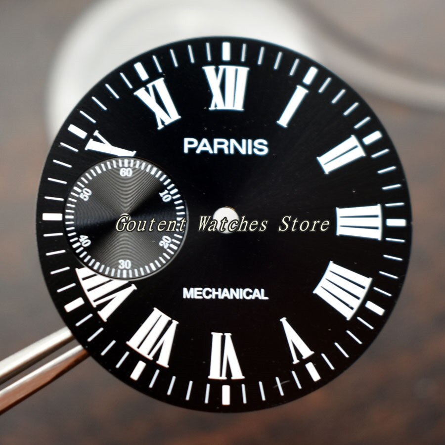 38.9mm Parnis Zwarte Wijzerplaat Lichtgevende Fit ETA 6497 Seagull 36 Serie Mechanische Herenhorloge