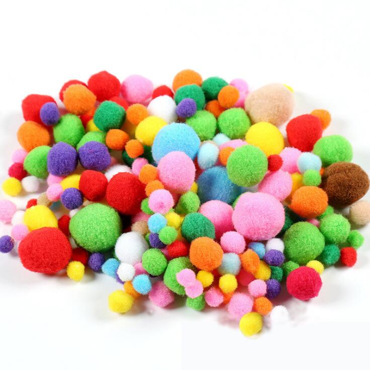 100-500Pcs/lot Mixed Soft Round Shaped Pompom Balls Fluffy Pom Pom For Kids DIY Garment Handcraft 15mm/20mm/25mm GYH