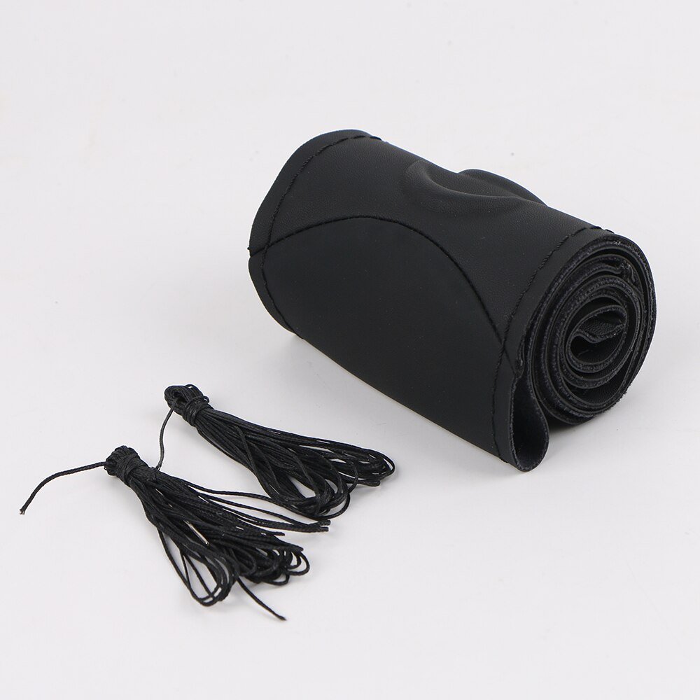 Auto Stuurhoes 3D Antislip Kunstmatige Leather Braid Voor Stuurwiel Universele Auto Steering Wrap Met Naald draad: Black