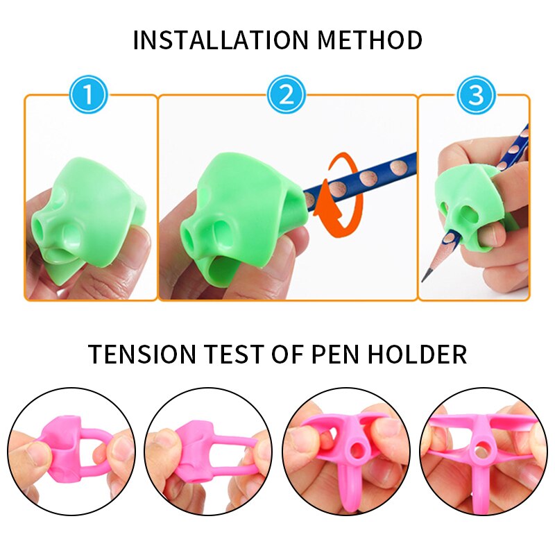 Three/Five Finger Silicone Pen Holder Writing Aids Beginner Writing Thumb Correction Grip Trainer Children Supplies