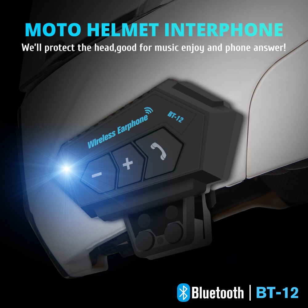 Herobiker motorcykel hjelm headset trådløs bluetooth hovedtelefon højttaler håndfri musik automatisk opkald svar håndfri bt -12
