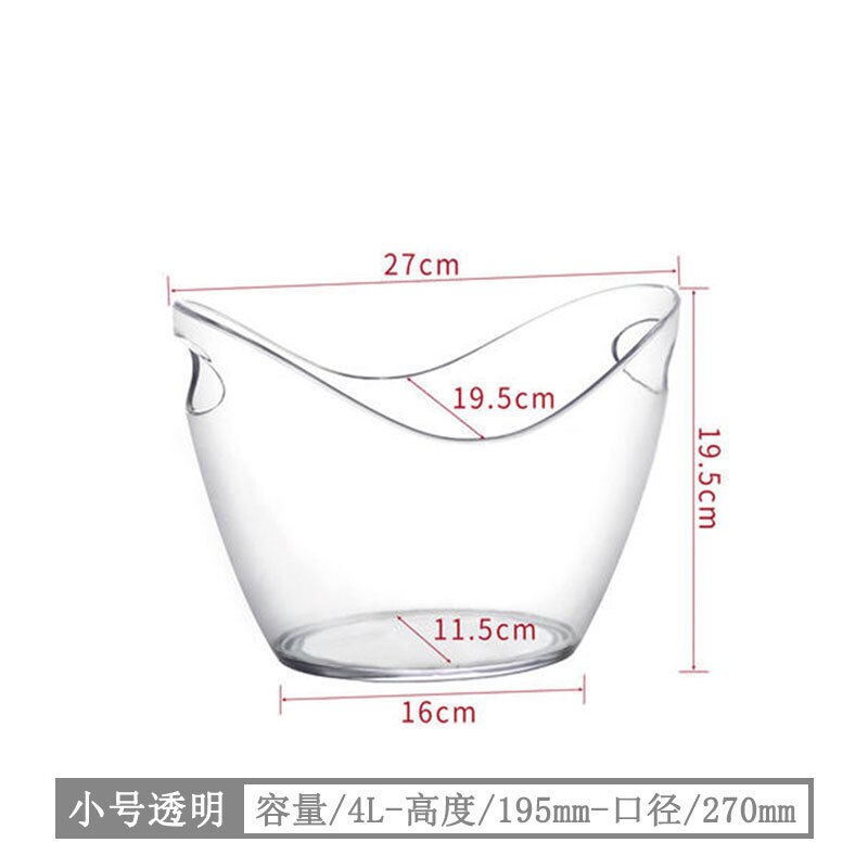 Seau à Champagne 3 Bouteilles - Seau à Glace Transparent 8 Litres Avec Poignées - Élégant & Pratique