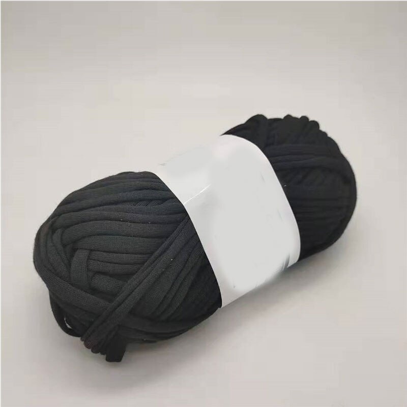 1pc håndstrikket vævet tråd ensfarvet anti-krympe flettet diy tæppe håndtaske hæklet stof blødt fancy stof garn strikning: Sort