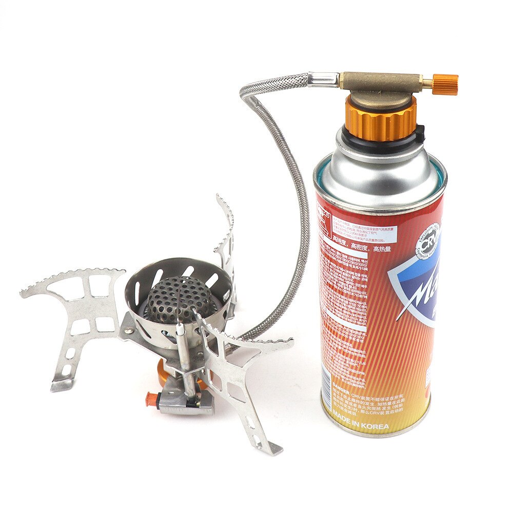 Gas Stove Conversion Head Cassette Stove Camping Stove Conversion Head Brass Core with Self-closing Function Long Gas Tank